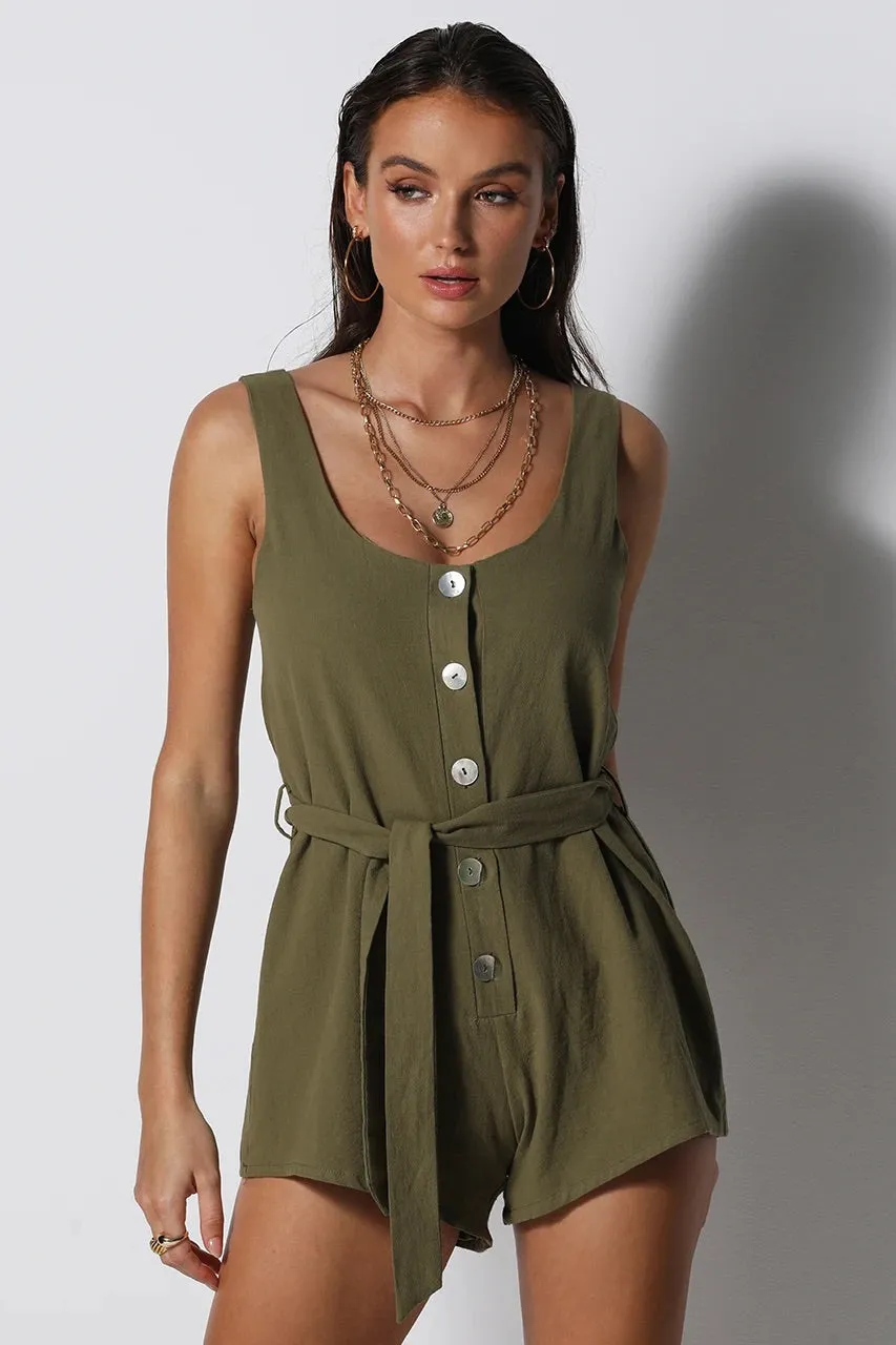 All day khaki playsuit