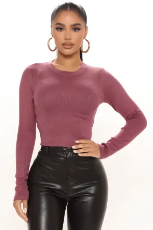 All Day Long Sleeve Top - Mauve
