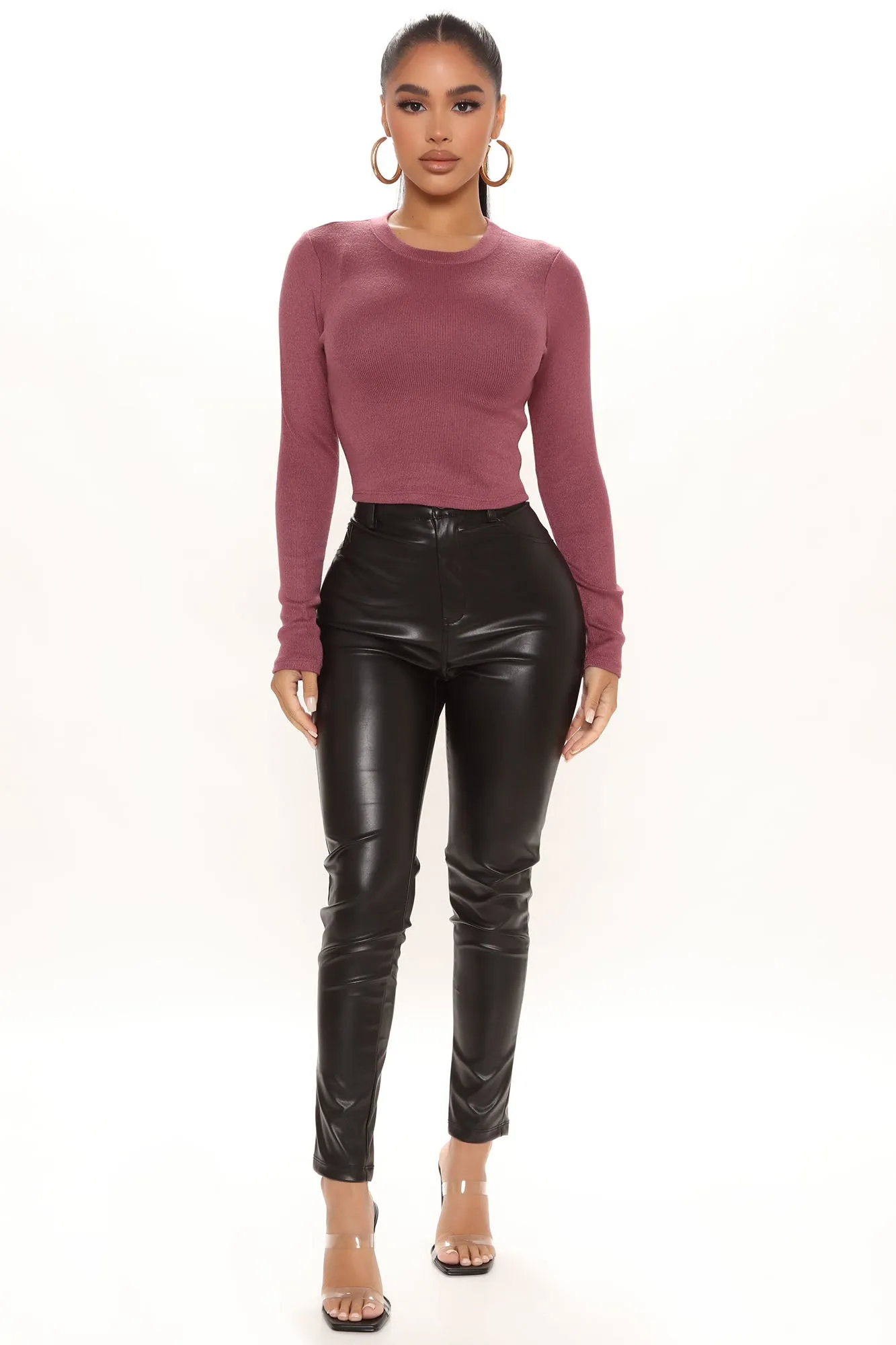 All Day Long Sleeve Top - Mauve