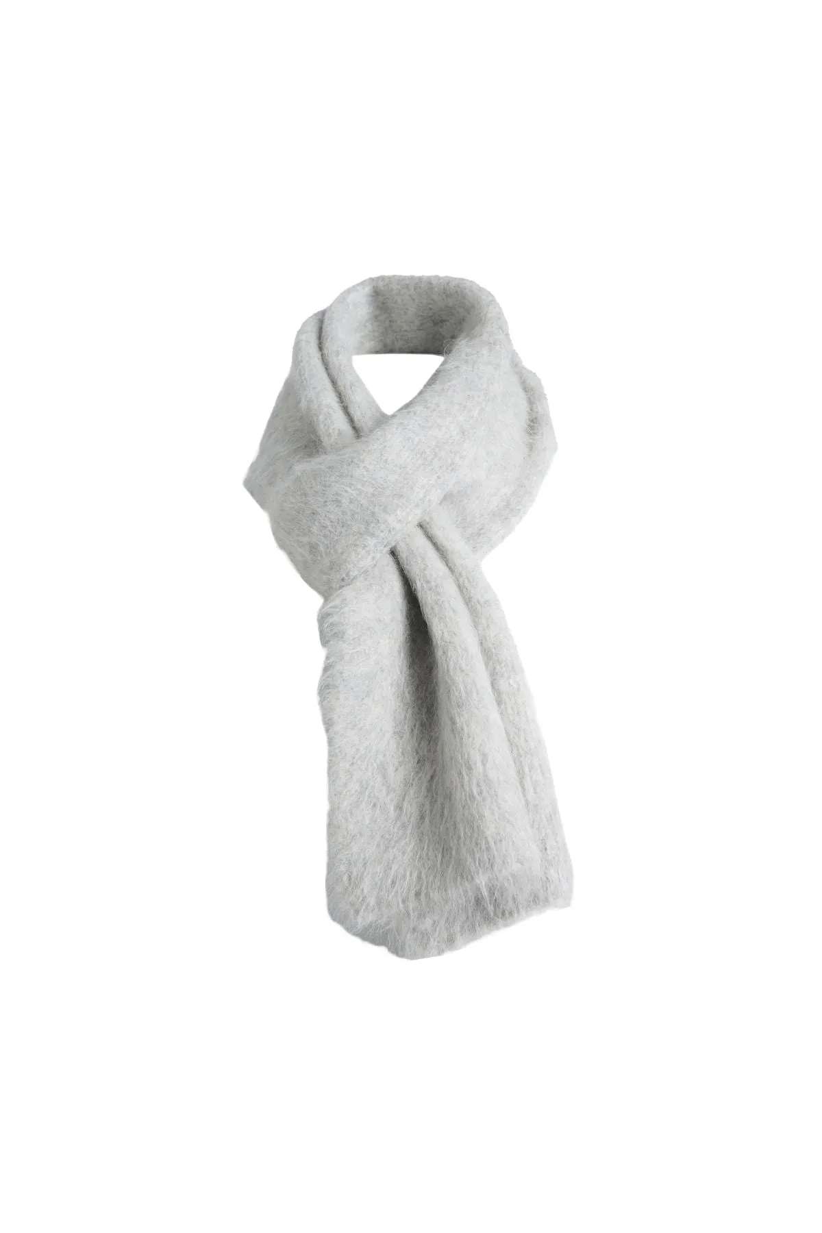 Aspen Knit Scarf Light Grey in Alpaca