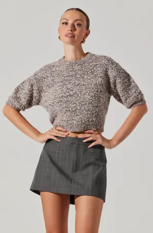 AST Collete Marled Cropped Sweater In Ash Pink