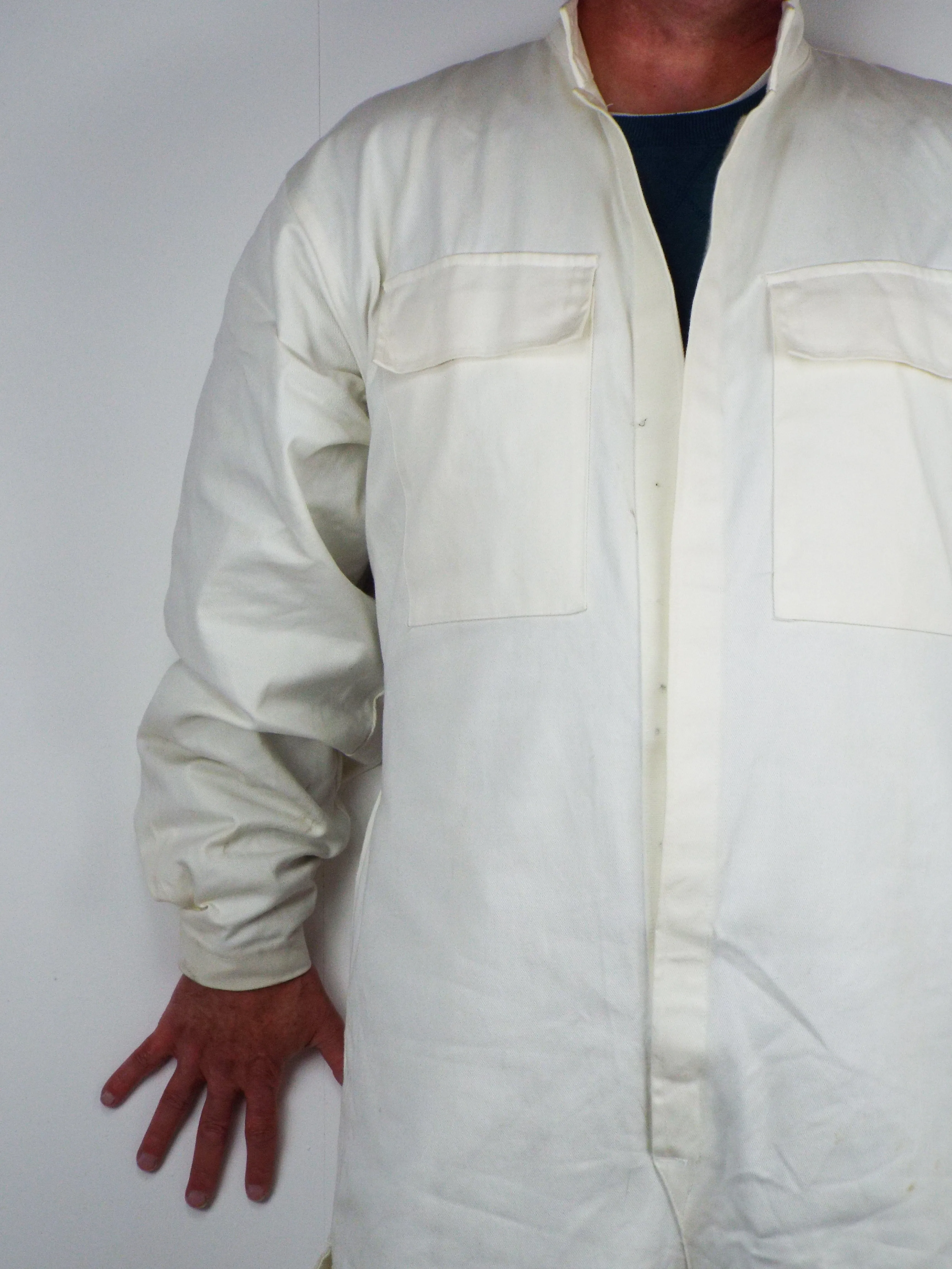 British Army - General Service - White Cotton Overalls - DISTRESSED
