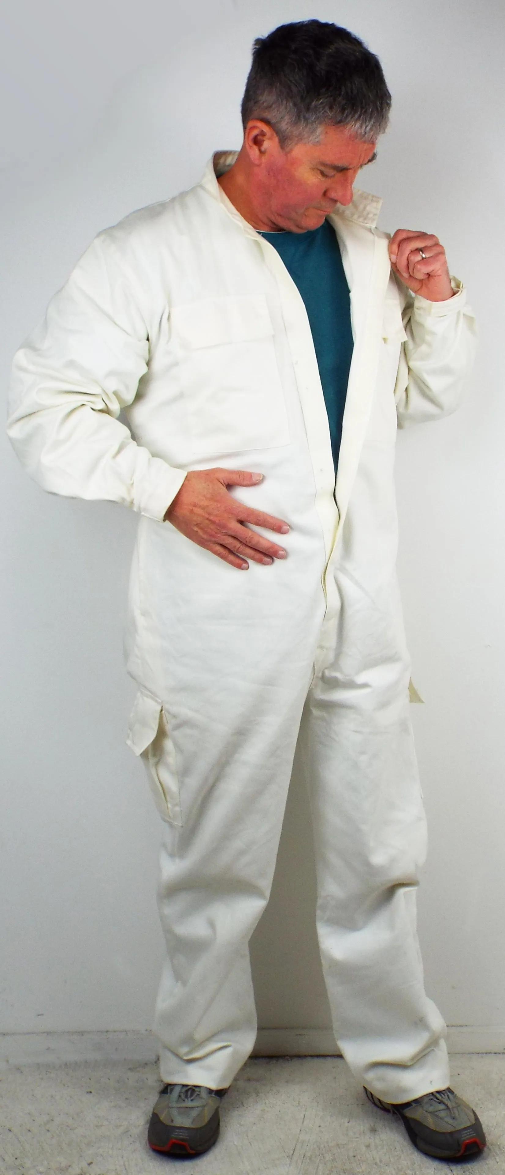 British Army - General Service - White Cotton Overalls - DISTRESSED