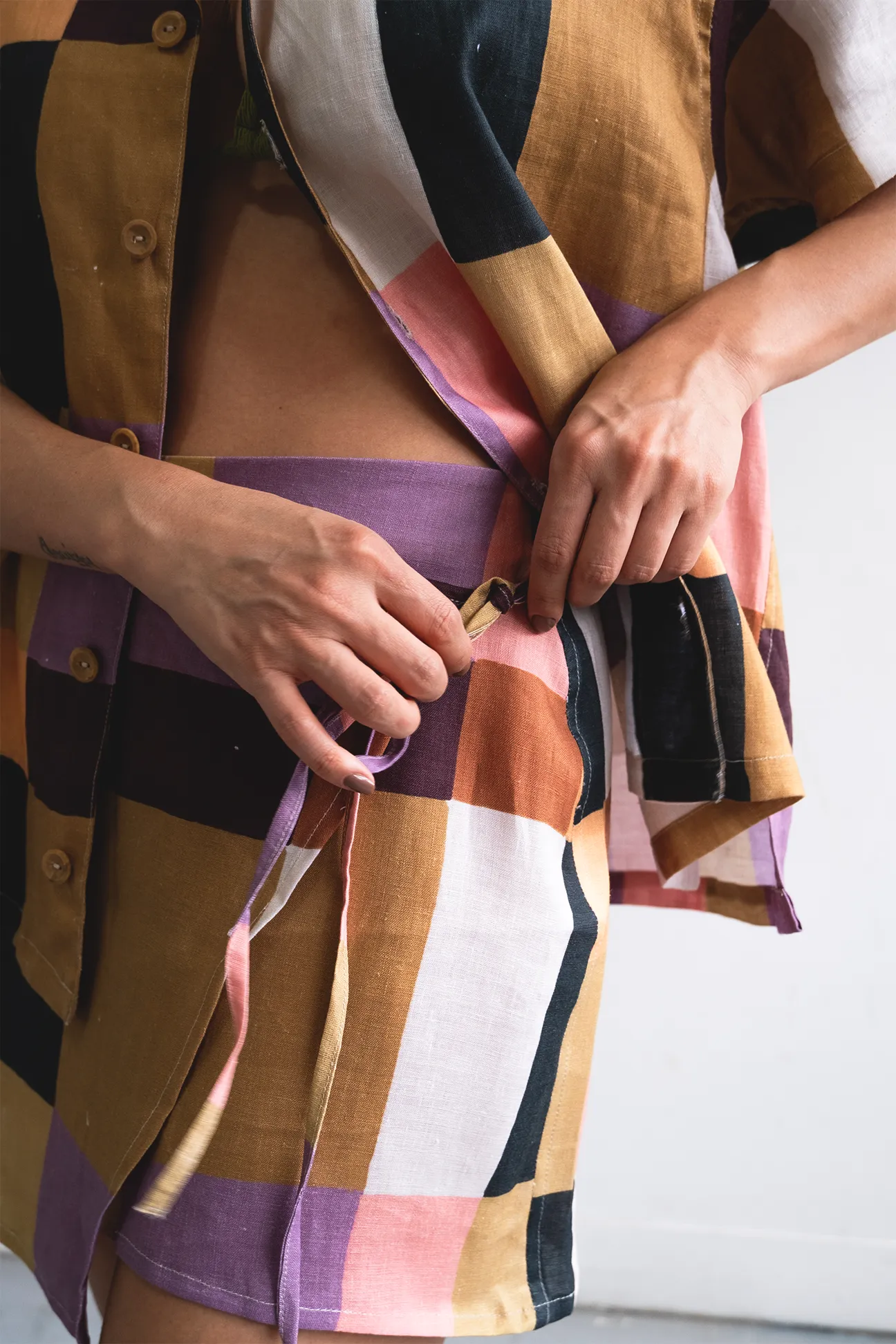 Cala Linen Skirt | Color Squares