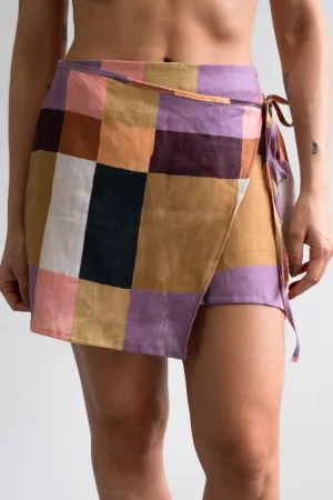 Cala Linen Skirt | Color Squares