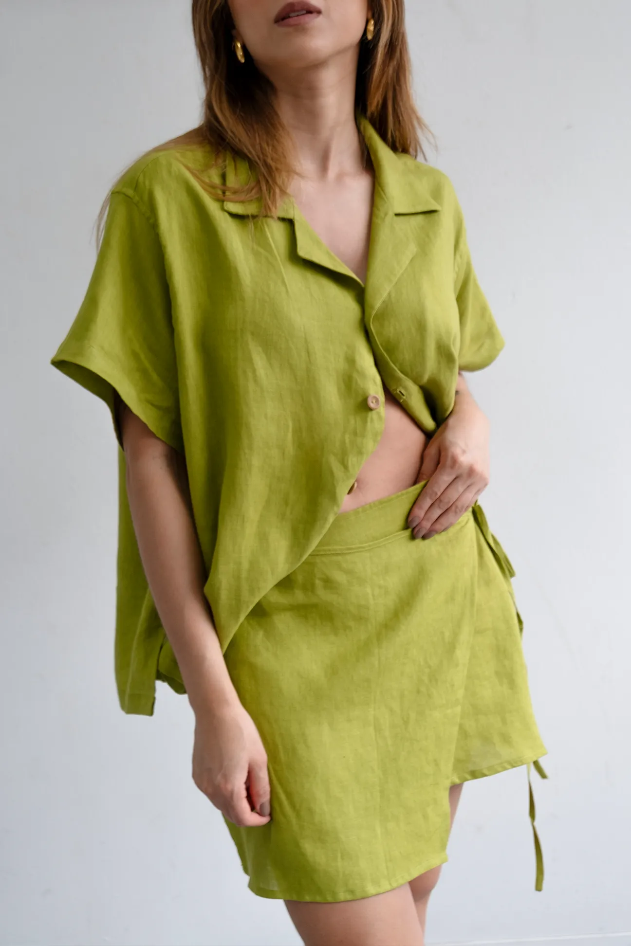 Cala Linen Skirt | Pear Green