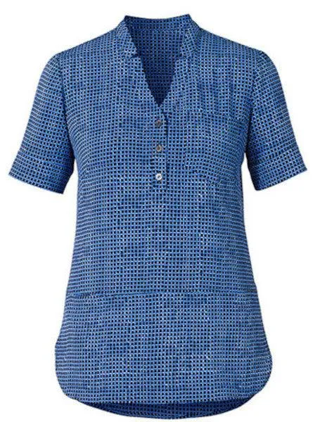 CAT9R9 NNT Women's Pixel Print Antibacterial Short Sleeve Tunic