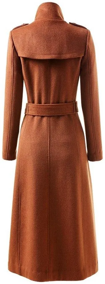 Double-Breasted High-Neck Belted Coat