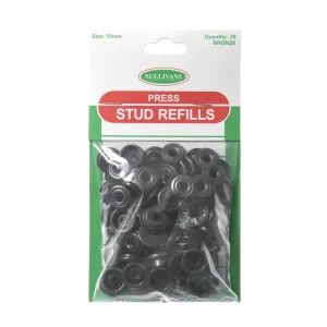 Heavy Duty Press Stud Size 15mm, Bronze- 20pk