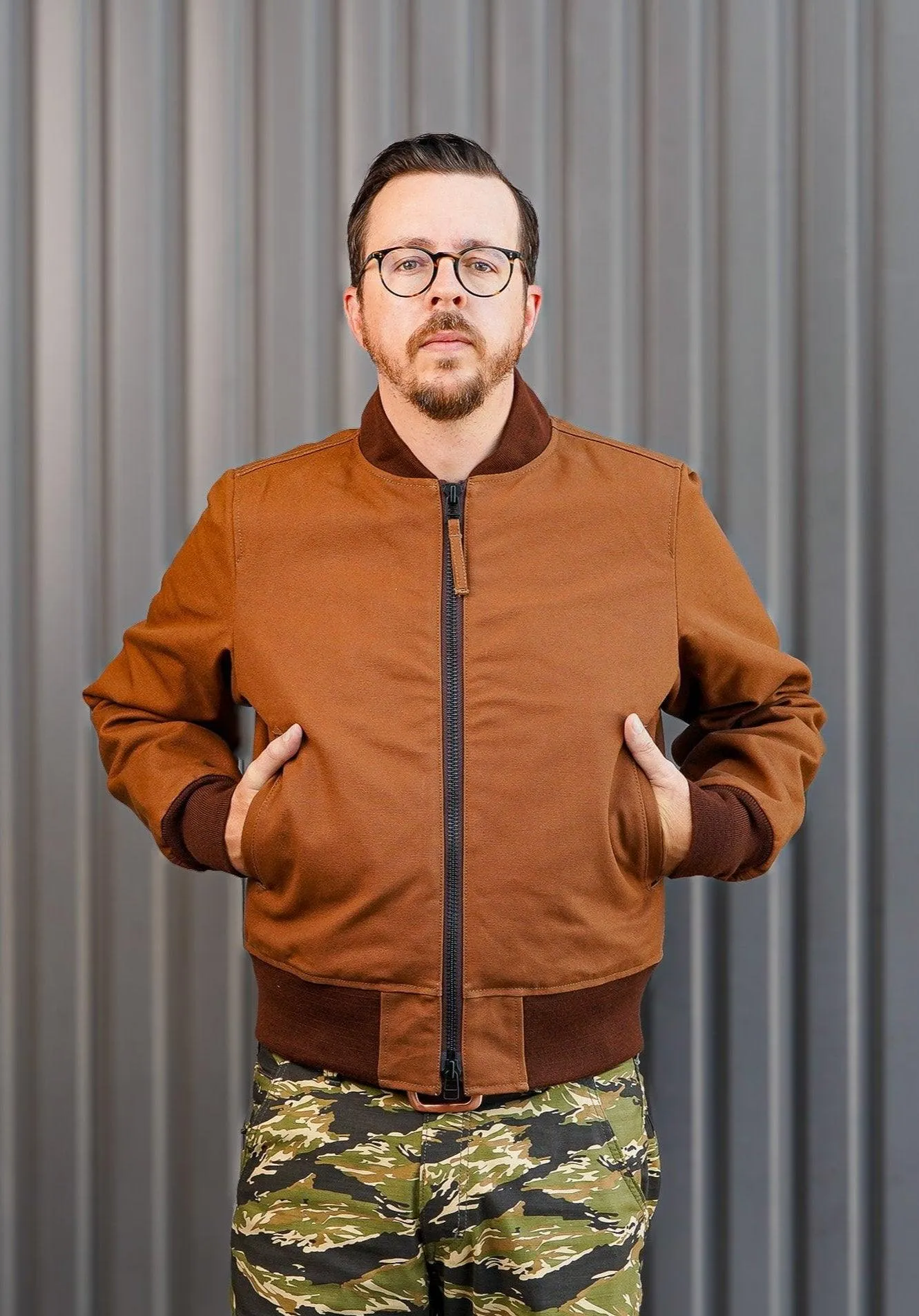 Iron Heart IHM-44-BRN 17oz Duck Type L-2B Flight Jacket - Brown