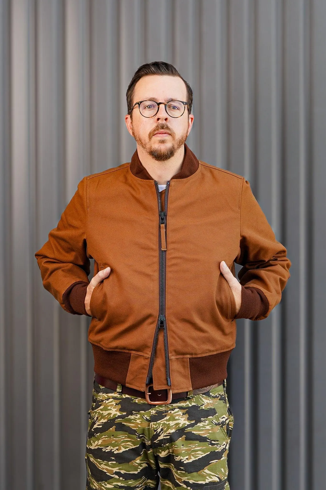 Iron Heart IHM-44-BRN 17oz Duck Type L-2B Flight Jacket - Brown