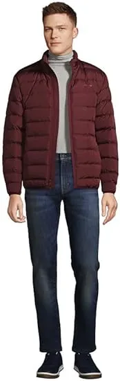 Lands' End Men's Puffer Down Jacket Rich Burgundy