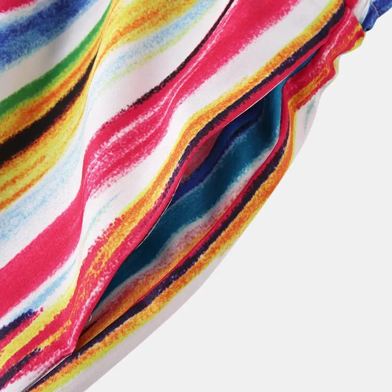 Men Graffiti Stripe Shorts Quick Drying Shorts