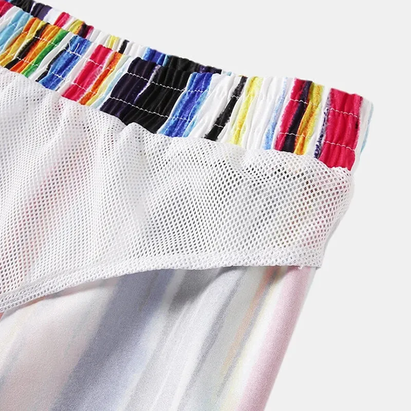 Men Graffiti Stripe Shorts Quick Drying Shorts