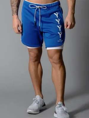 Men's Double Layer Breathable Quick Drying Fitness Shorts