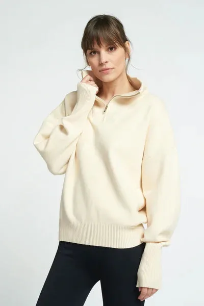 Olly half-zip knit sweater - Cream White