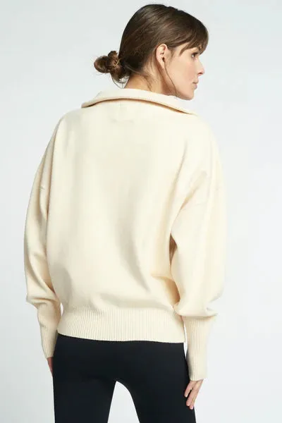 Olly half-zip knit sweater - Cream White