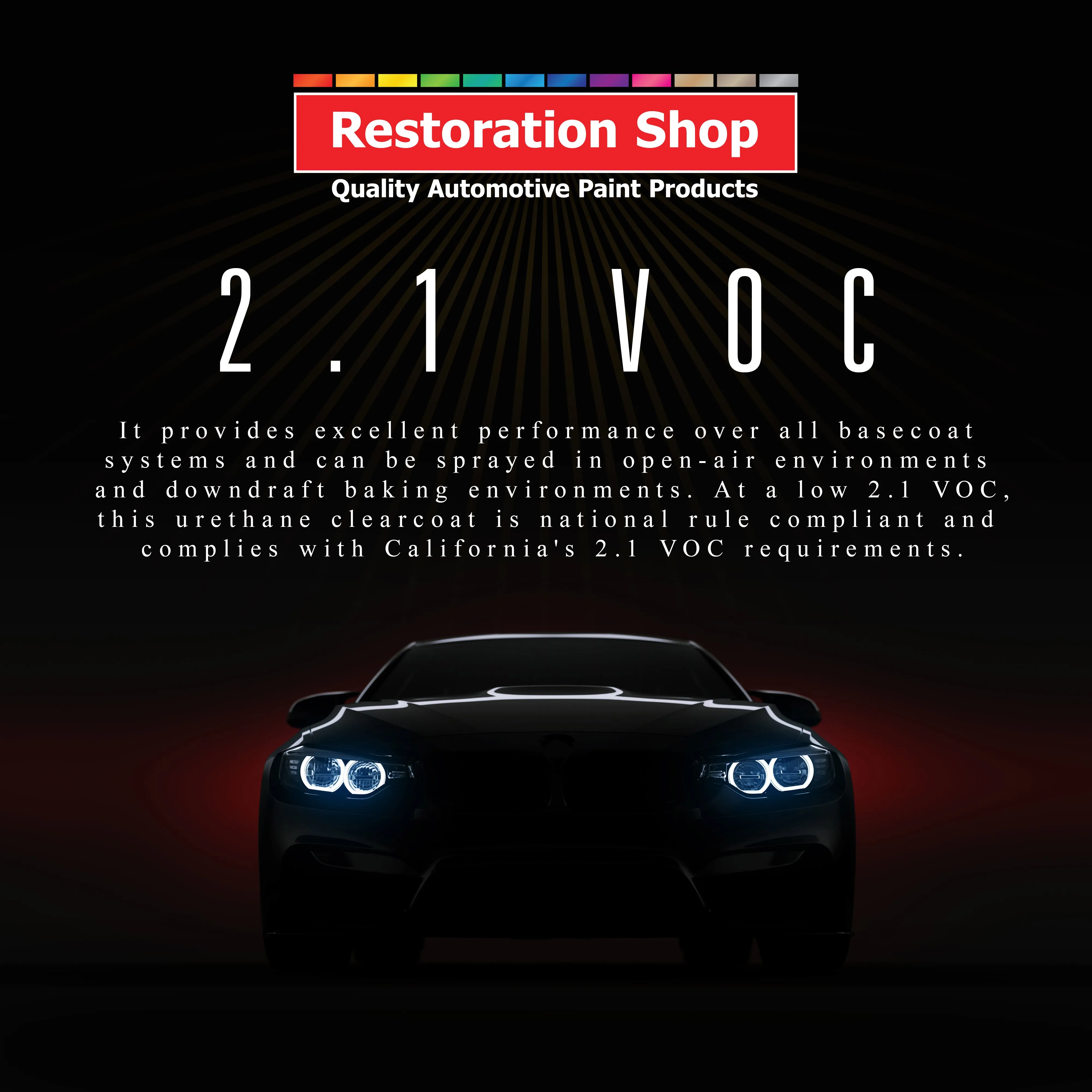 Restoration Shop 1.5 Quart Ultra Flow Premium European Clearcoat Auto Paint Kit, 2.1 VOC - 1 Quart Urethane Clear, 1 Pint Hardener, 2:1 Ratio, Coating