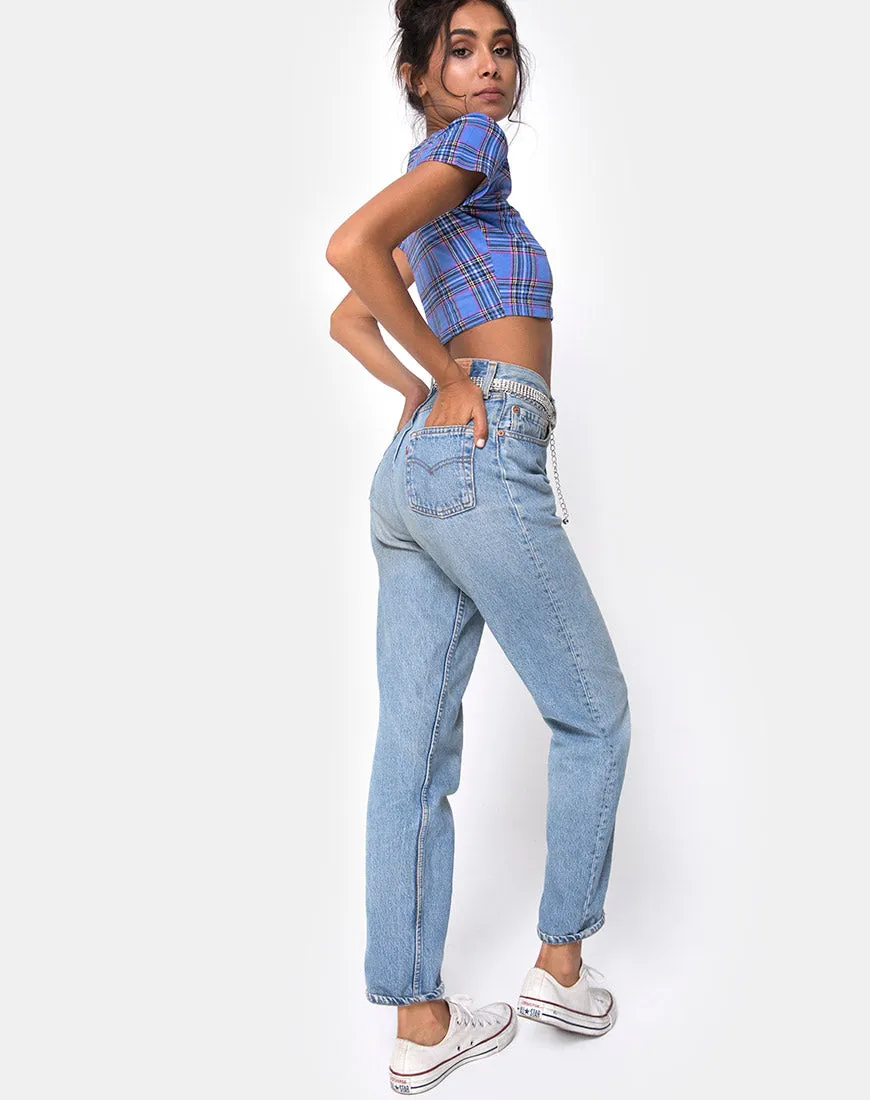 Tindy Crop Top 90's Check Blue Pink