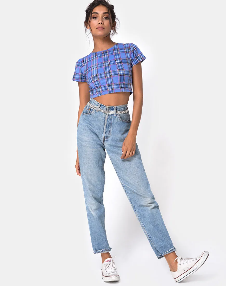 Tindy Crop Top 90's Check Blue Pink